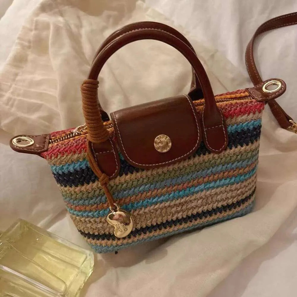Straw longchamp multi color