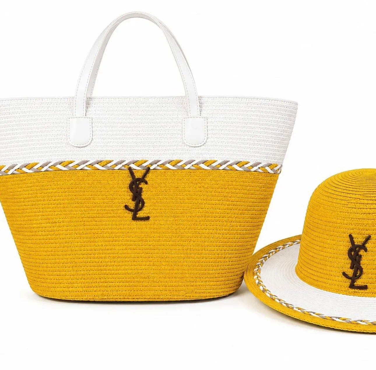 Ysl straw set hat + bag