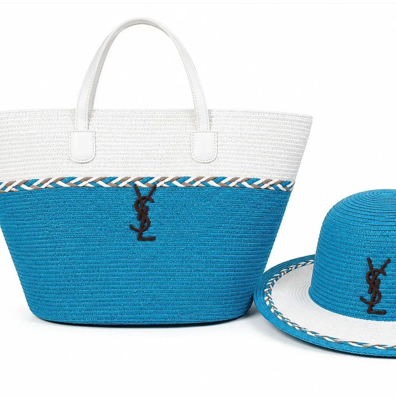 Ysl straw set hat + bag