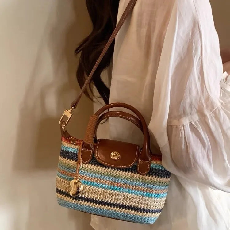 Straw longchamp multi color